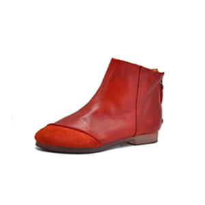 China S084 Casual women's shoes retro handmade leather fashion frosted stitching flat short boots women factory