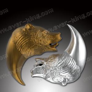 China Silver Golden Collections Bear Head Zinc Alloy Medal Label factory