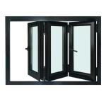 Balcony Folding Bifold Windows 3 Panel Tempered Glass Aluminium Profile Powder