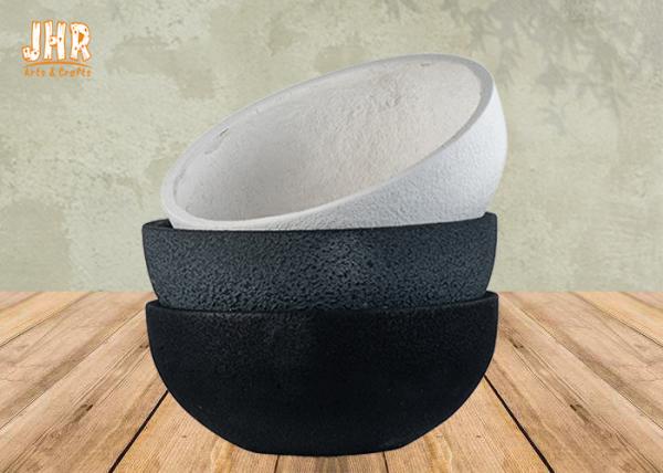 Waterproof Fiberclay Pot Planter Clay Flower Pots White Black Gray Color Round