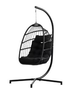 China Customized Color Hanging Round Swing Egg Chair With Stand Rattan Patio Swing Chair factory