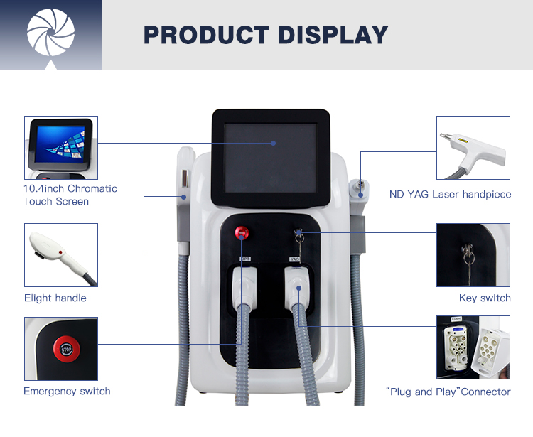 2022 Portable 2 in One IPL Nd Yag OPT Freckle Whitening Laser Tattoo Hair Removal Equipment
