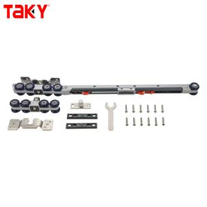 China Iron Nylon Furniture Wardrobe Door Hanging Track Double Single Soft Closing 8 Wheel Sliding Door Pulley Damper Rollers factory