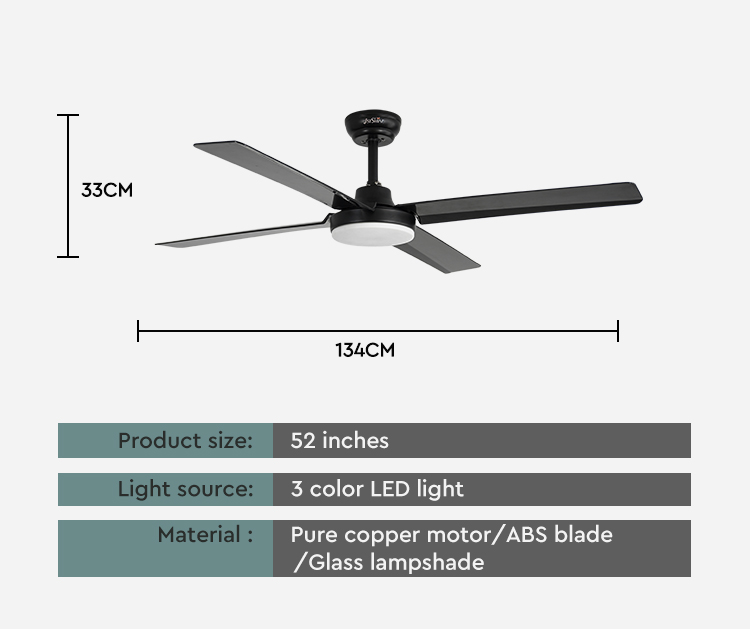 1stshine LED Ceiling Fan 5 Speeds 4 Blades Support Dimmer LED Lighting