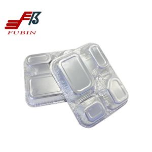 China Disposable 650ml 4 Compartment Aluminum Foil Container Lunch Box factory