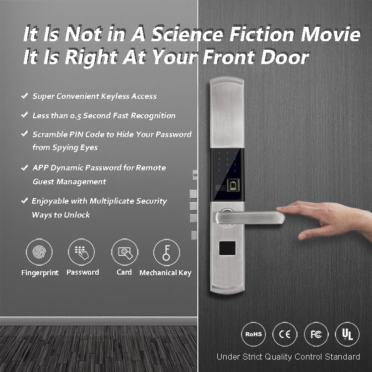 Fingerprint Digital Electronic Door Locks Keypad Sliding Cover Protection