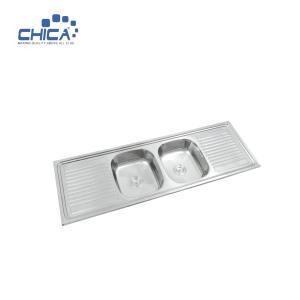 China double bowl modern international SUS304 tainless steel simple style kitchen sink with wing factory