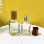 Bamboo Wooden Cap Small Glass Perfume Spray Bottles 30ml 50ml 100ml