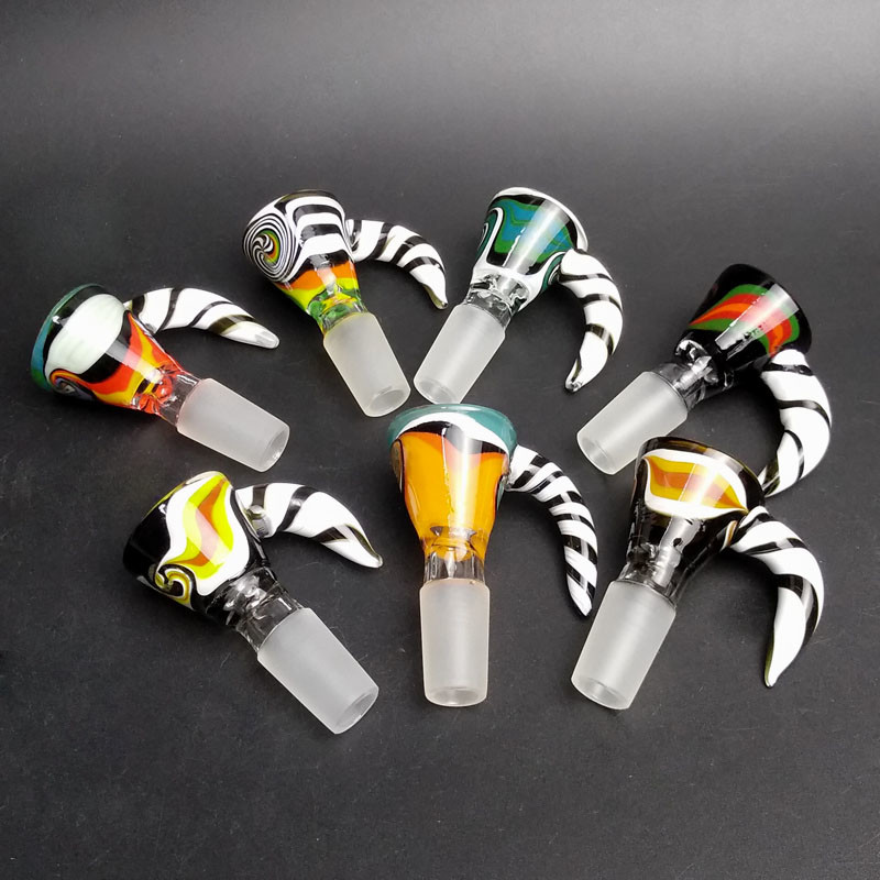14mm Male Wig Wag tobacco glass bowls / glass smoking bowl with Handle