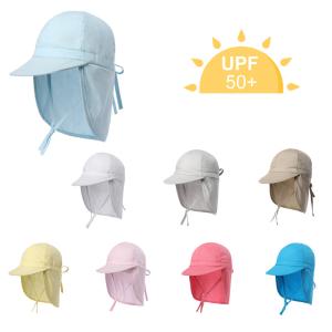 China Swim Blank Children Flap Cotton Cap Beach Uv Summer Kids Play Hats Upf 50+ factory