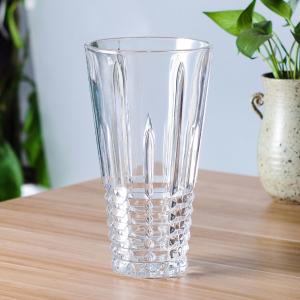 China 25cm 9 Inch Tall Cylinder Glass Flower Vase Transparent Clear Diamond Designs factory