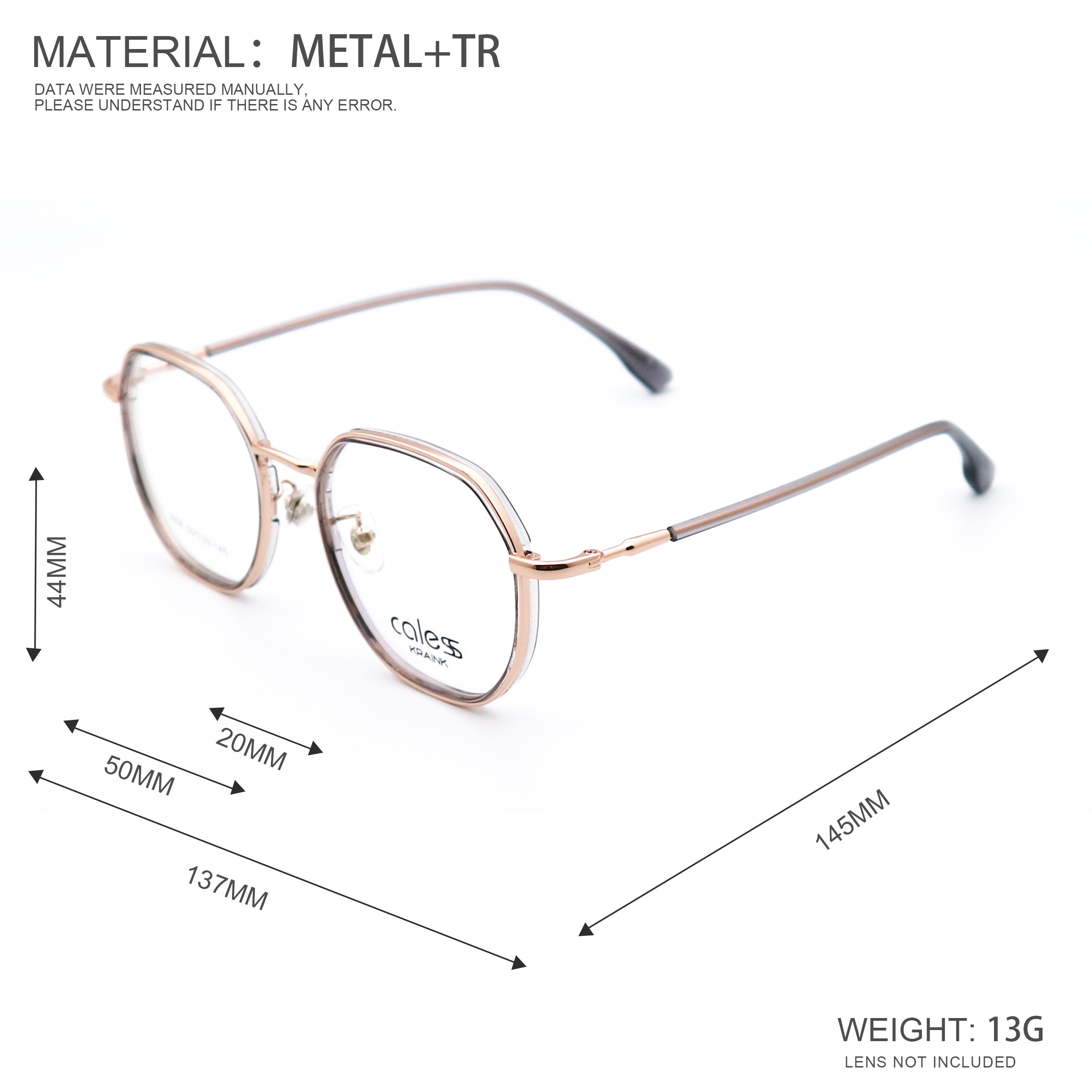 Square Metal Frame Eyeglasses Sleek Framework With Flex Temple Length