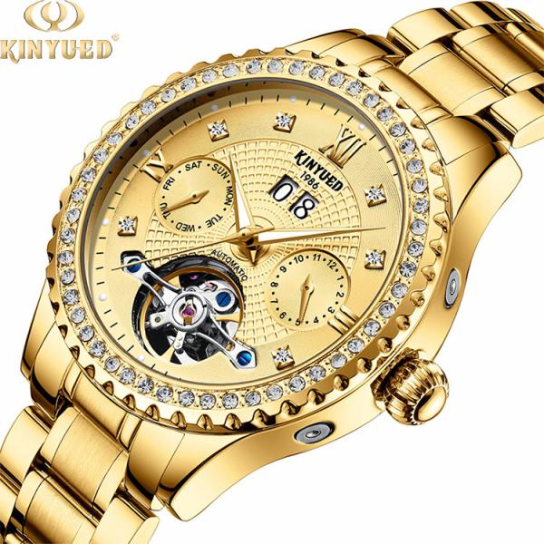 KINYUED Luxury Watch Brands Custom Water Resistant 3ATM Stainless Steel Men