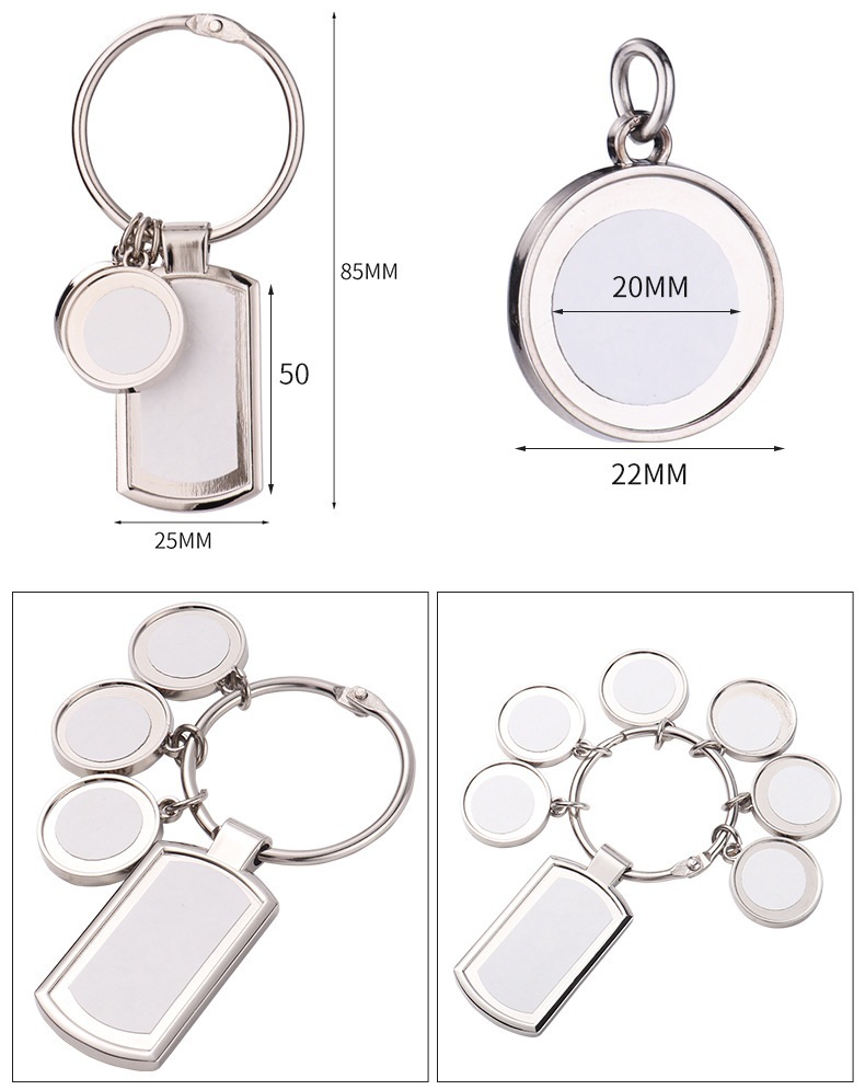 Sublimation Blank Metal Key Chain With 6 Round Tags Diy Photo Keychains