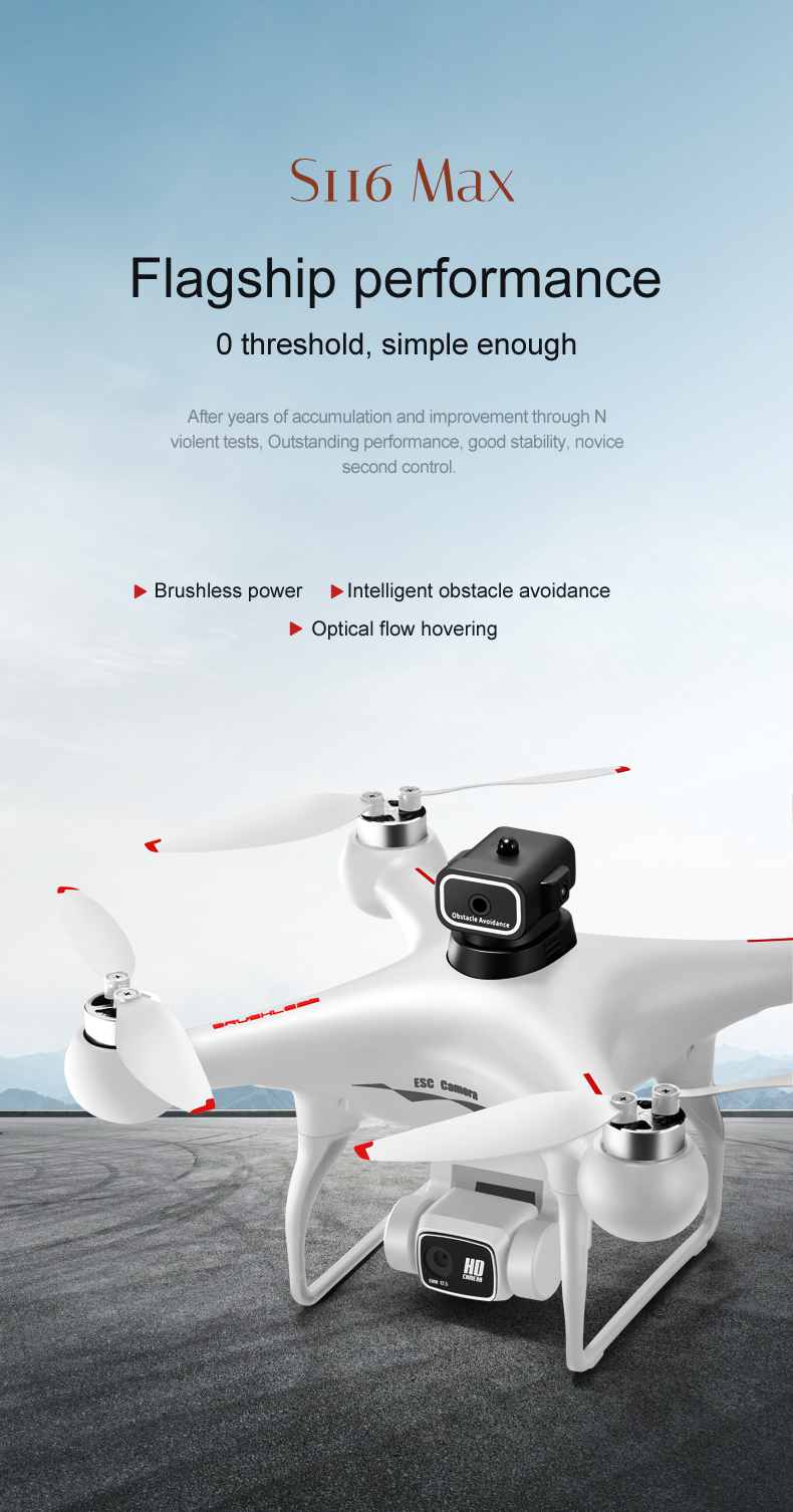 S116 Drone with 1KM Image Transmission Distance HD Dual Camera Optical Flow Positioning and Four Side Obstacle Avoidance