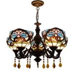 Vintage Stained 5 Heads Glass Chandeliers Love Heart Baroque Bar Cafe Restaurant