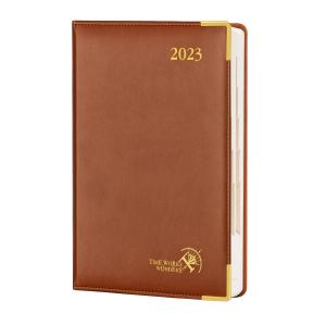 China Brown 2023 Yearly Monthly Planner A5 Daily Agenda Hardcover Protected Corners factory