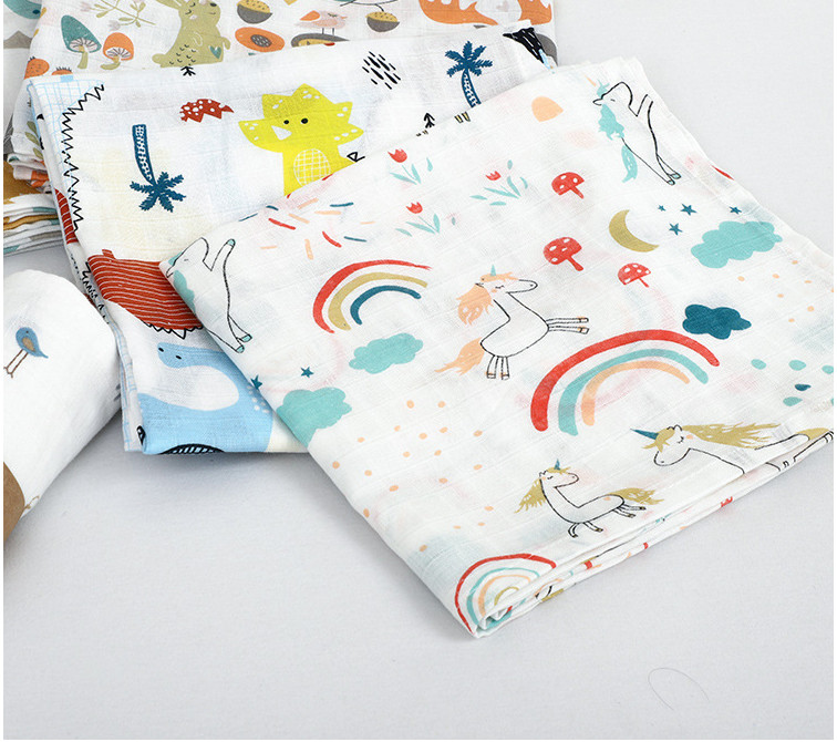 Plain Printed Double Gauze Fabric By The Metre Swaddle Blanket 120X120 Non Irritating