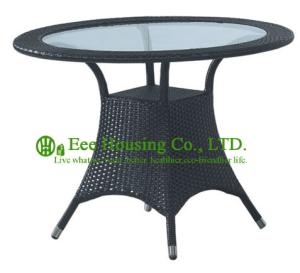 China Mordern Outdoor PE Rattan Dining Table With Tempered glass table top,Outdoor Rattan Table factory