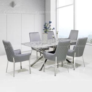 China Home Furniture Marble Top Stainless Steel Dining Table 78inchx40inchx30inch factory