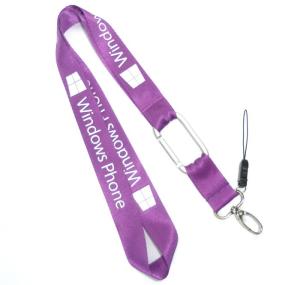 China Purple ID Cards / Pocket Knife Nylon Neck Strap With Silver Carabiner Hook factory