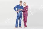 Lovers Pyjamas Cotton Yarn Dyed Check Flannel Long Sleeve Long Pants Satin