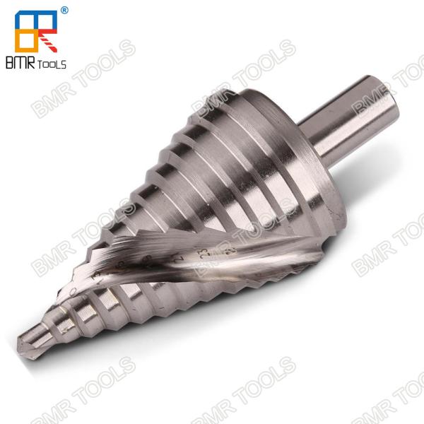 China BMR TOOLS Industrial Quality 15steps 4mm-32mm sprial flute coated hss step drill bit for metal hole drilling factory