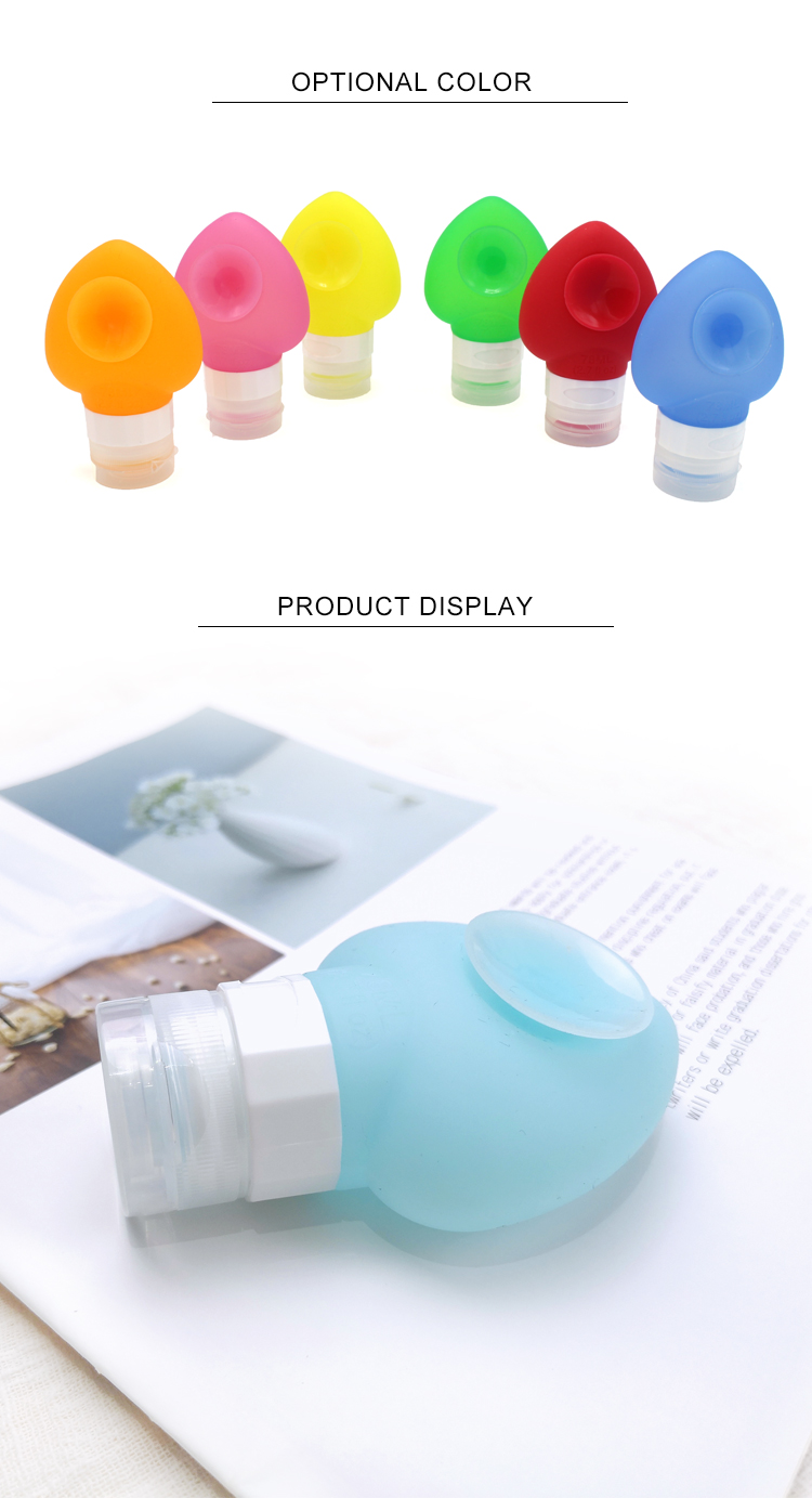78Ml Portable Soft Cute heart Silicone Travel Bottle Set With Suction Cup