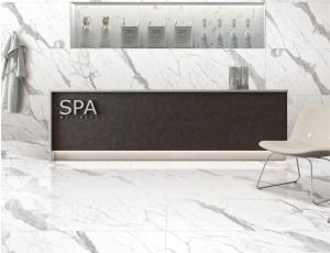 China 45X90cm SGS White Carrara Porcelain Tile , 31KG/ctn TV Background Wall Tiles Glazed factory
