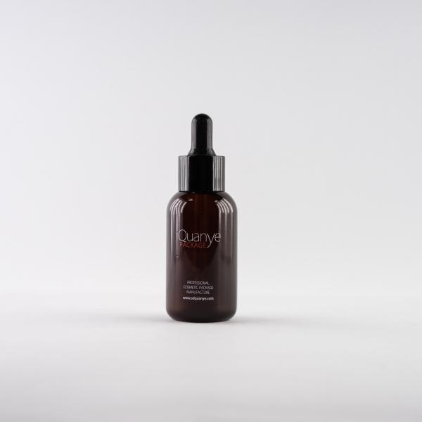 Boston Round Shape Cosmetic Plastic PET Bottle With Drop For Face Serum 50ml
