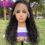 Pre Plucked Natural Water Wave Human Hair Lace Frontal Wigs with Baby Hair