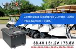 Lithium Golf Cart Batteries 48V 100Ah 200A LiFePO4 Battery Pack