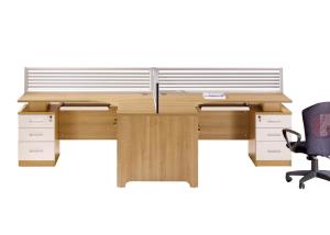 China L Shape Melamine Office Furniture Ash Walnut Color With Table Top Screen factory