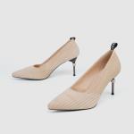 ZM007 9871-1 Pointed Stripe Suede Ladies High-Heeled Shoes Stiletto Nightclub