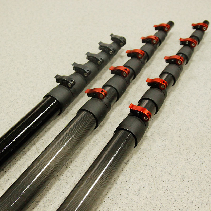 Telescopic Carbon Fiber Pole With Rotary Clamp Connector Carbon Fiber Extendable Tubes