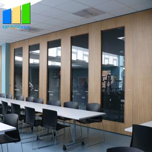 China Glass Wood Sliding Partition Walls Room Divider With Aluminum Frame factory