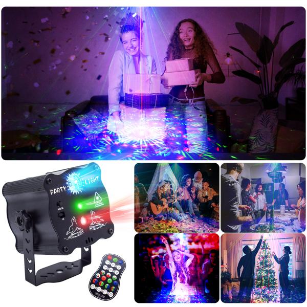New USB Rechargeable Mini Laser Light Sound Activated Timing LED Stage Lights 60 Lighting Effects Party Atmosphere Lamp