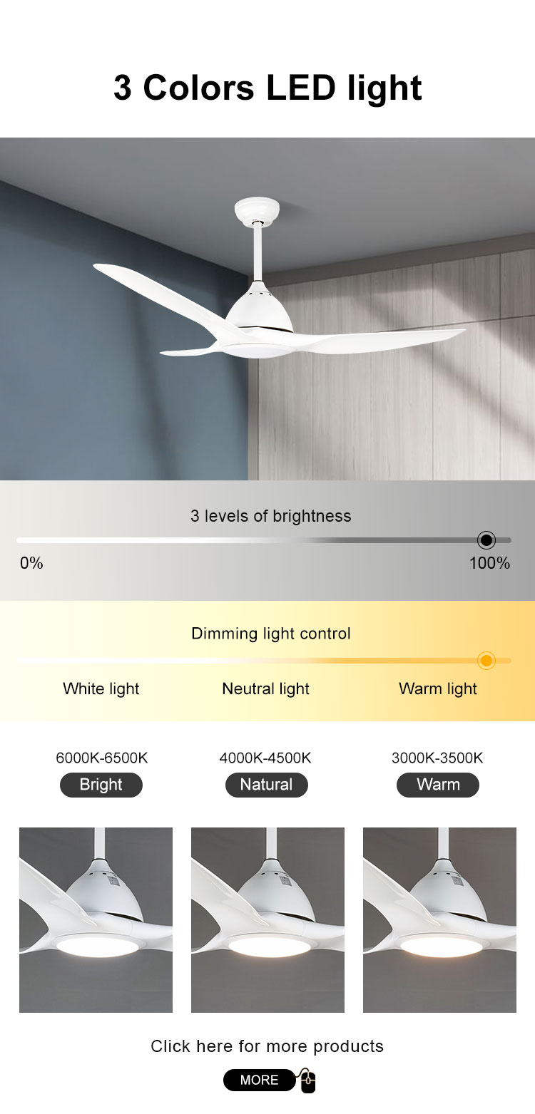 Home 52 Inch Low Voltage Energy Saving Remote Control LED Ceiling Fan with Light Energy