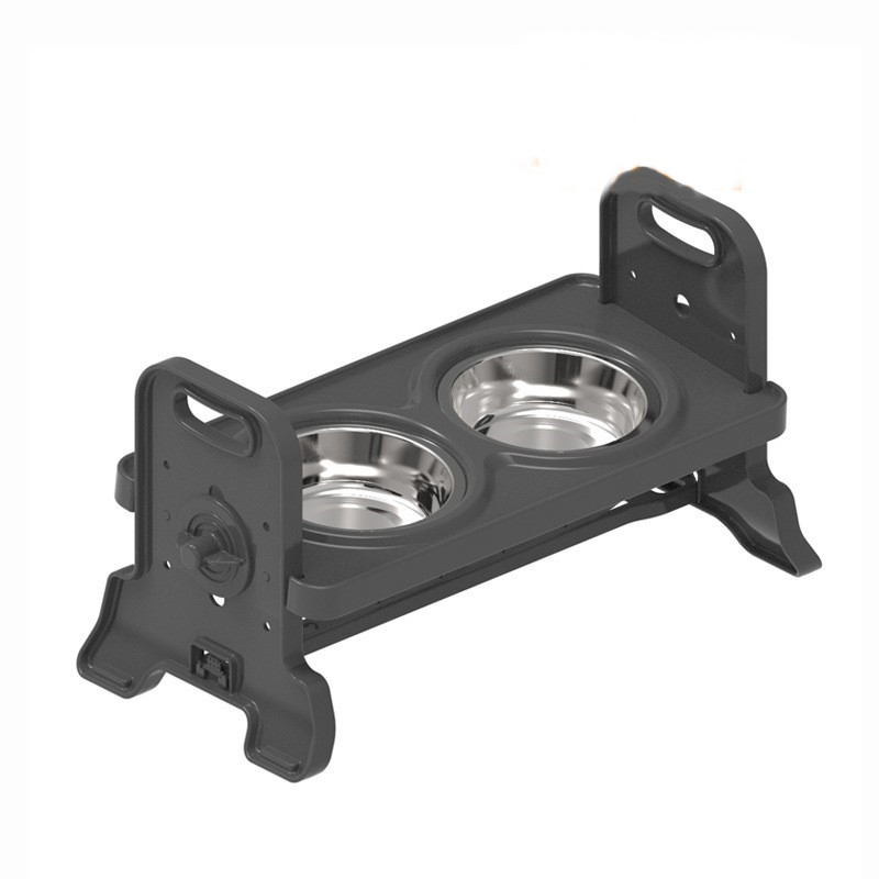 Height Adjustable Pet Double Bowl Tilt Feeding Rack Stainless Steel