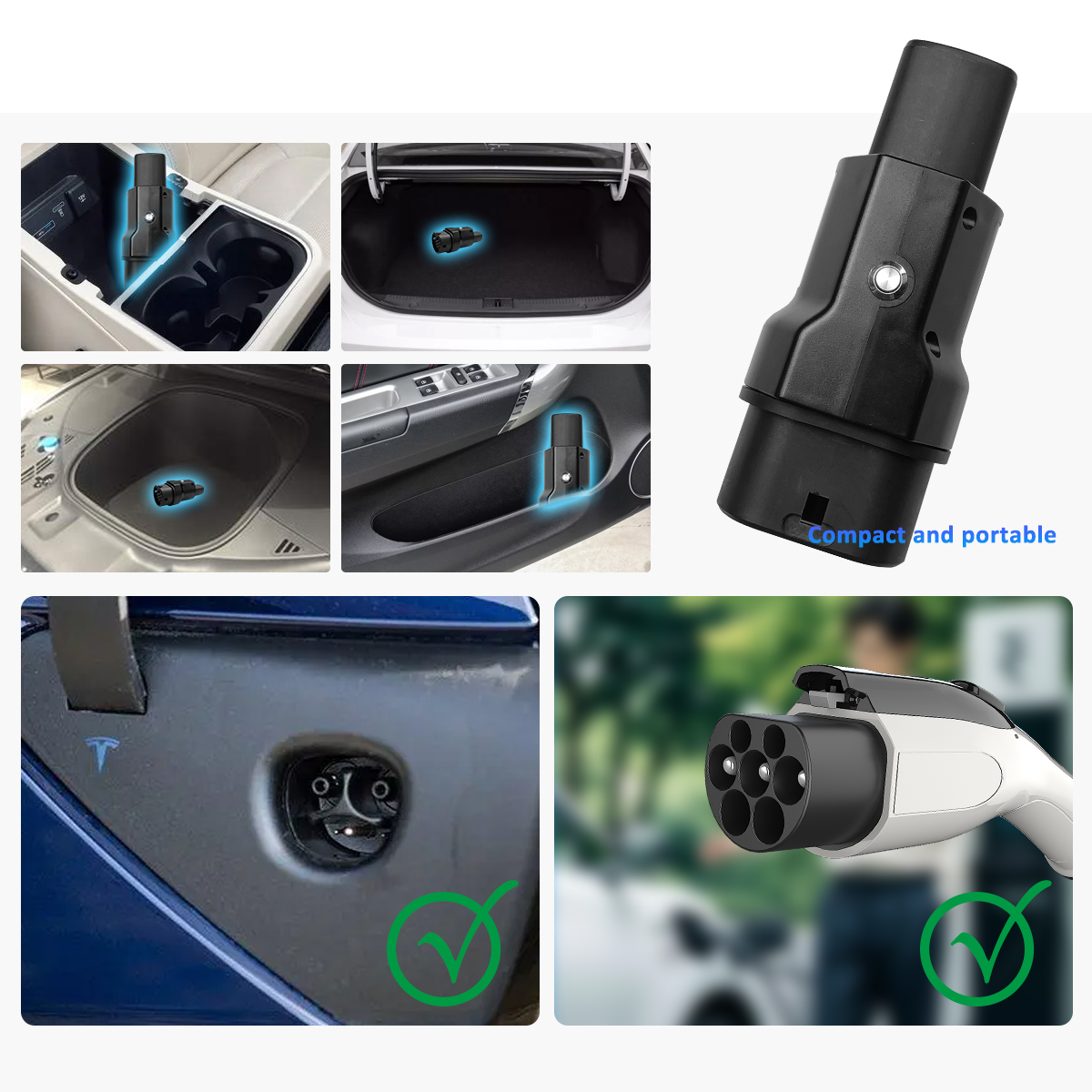 GBT Charging Pile GBT to Tesla Car Ev Adaptor Rated Current 32A AC 7KW GBT EV Charger Adapter for Tesla Car Condition Plug