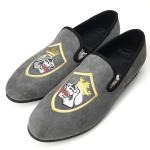 Custom Mens Velvet Loafers Full Grain Leather Insole Material Hand Painted