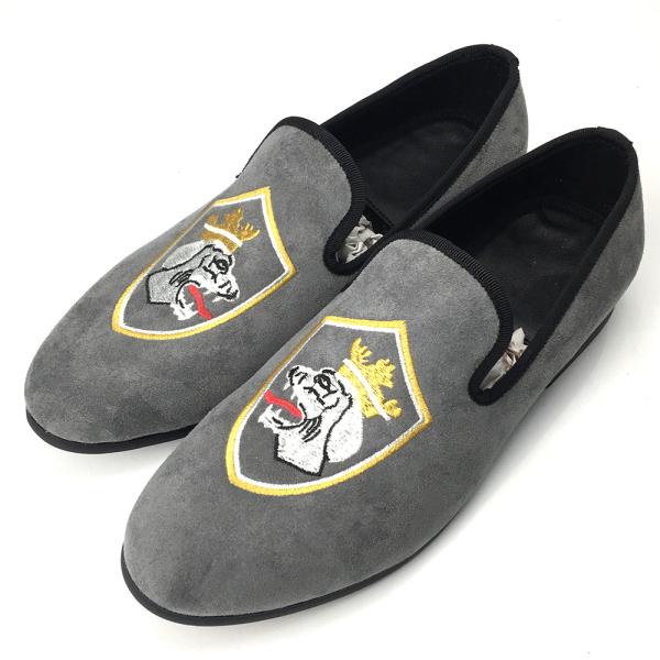 Custom Mens Velvet Loafers Full Grain Leather Insole Material Hand Painted
