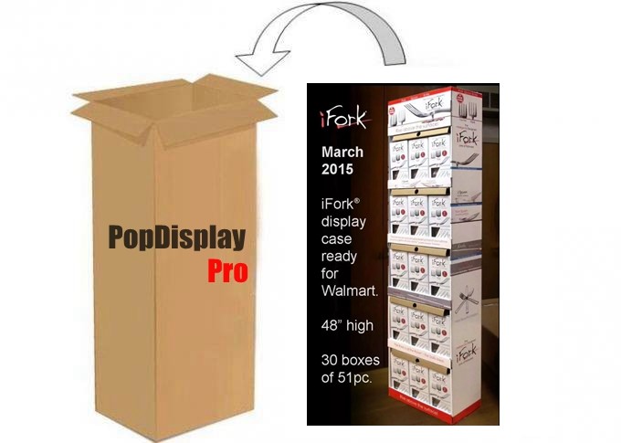 Strong Beautiful Cardboard POS Displays CMYK Printed With 4 Flat Shelves