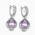 3.3g 925 Sterling Silver Gemstone Earrings Purple Amethyst