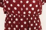 V Neck Elastic Band Ladies Dress Clothing 100% Viscose Polka Dot Red Dress
