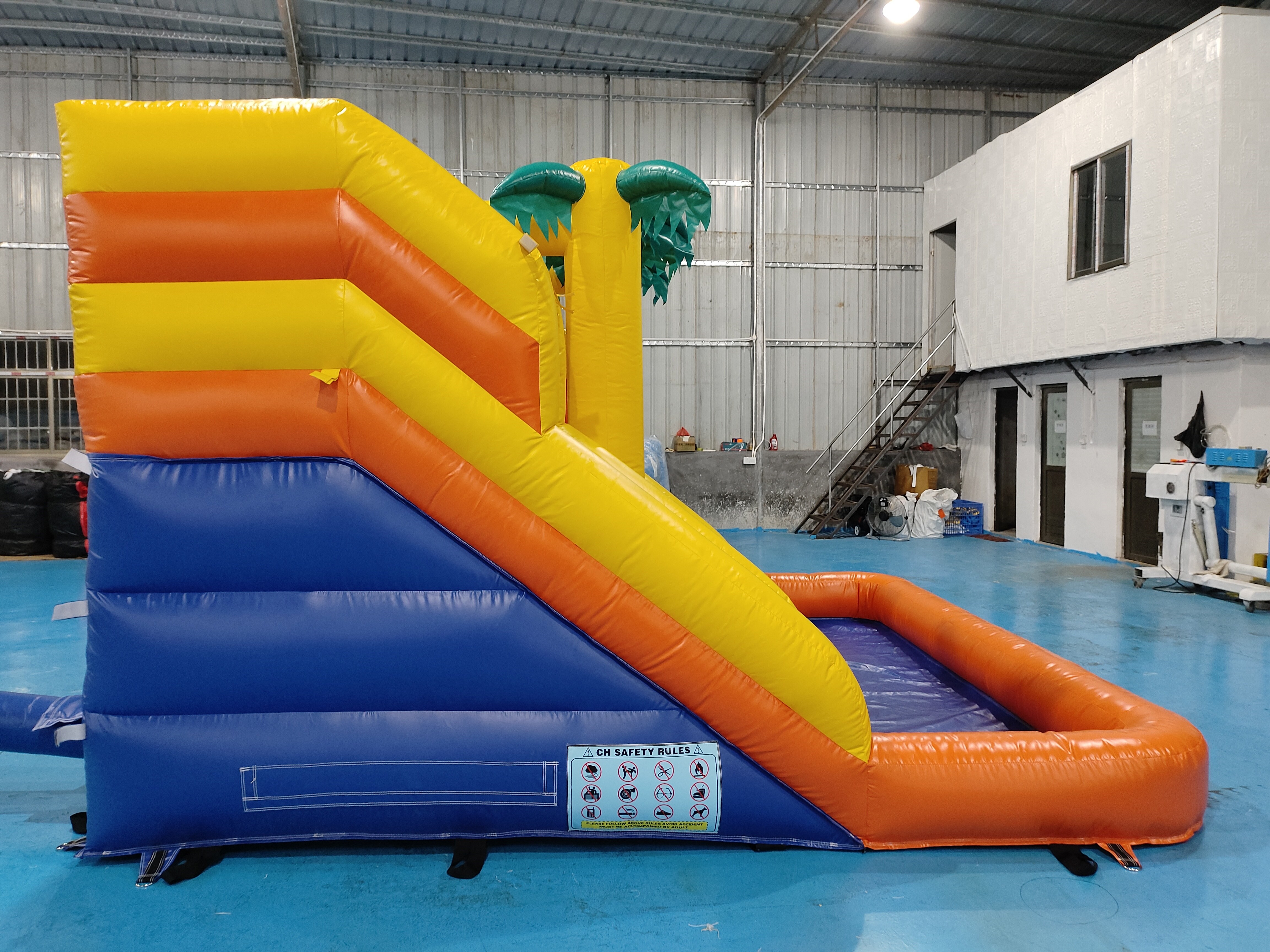 Commercial Inflatable Bounce House With Double Slides Inflatable Water Slides Yellow Jungle For Outdoor Party