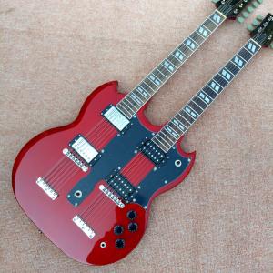 China Red EDS1275 Custom Shop double Neck Electric Guitar 6/12 strings Wholesale Musical Instruments factory