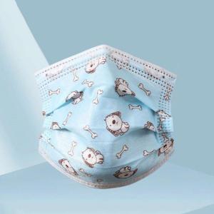 China Blue Printed Anti Virus Disposable Mask 3 Ply Dust Mask Haze Proof For Children factory