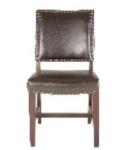 High back Beech wood brown leather/pu upholstery leisure chair/wooden dining