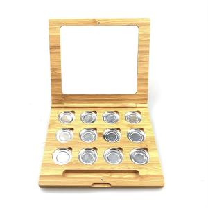 China Empty Cosmetic packaging Bamboo Pressed Powder Eye Shadow Makeup Palette factory